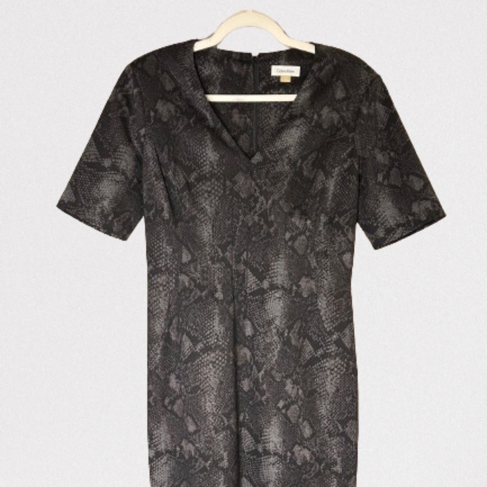 CALVIN KLEIN Black midi dress body on